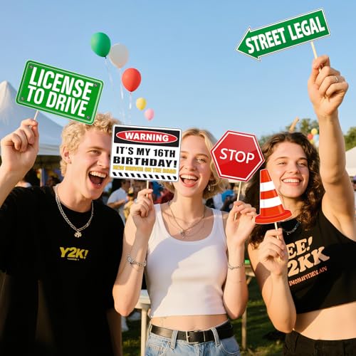 16th Party Photo Booth Props, Drivers License Theme 17th 18th New Driver Birthday Decorations for Boys Girls 20Pcs