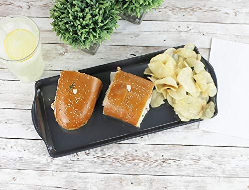 Reston Lloyd Melamine Plastic Tidbit Tray, BPA-Free, Food Safe, Multipurpose Platter Serving Tray, Bathroom/Table Organizer, Charcoal - color: Charcoal, size: 14.7" x 6.5" x 0.8"