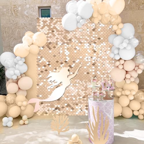 Champagne Shimmer Wall Backdrop 6ftx4ft - Sequin Wall Panel for Birthday, Wedding, Engagement & Disco Decoration - color: Champagne, size: 6ftx4ft