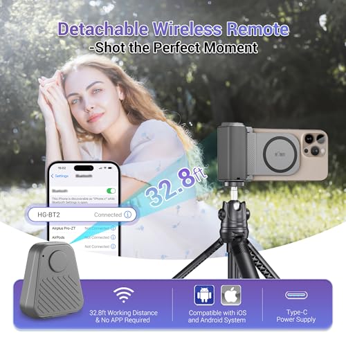 KIWIFOTOS for iPhone Magsafe Camera Grip Magnetic Phone Handle with Bluetooth Remote for iPhone 17 16 Pro Max Samsung Smartphone Vlog Video Shooting(Tripod NOT Included) - color: Magsafe Phone Grip-Gray