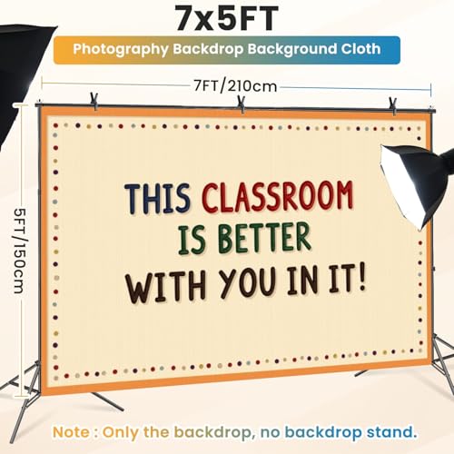 5x7ft Photography Backdrop Boho Classroom Decor Teacher Affirmation Welcome Sign Wall Hanging Photo Backdrop Photography Background for Photoshoot Portrait Video Party Photo Studio Prop Booth - color: Color10