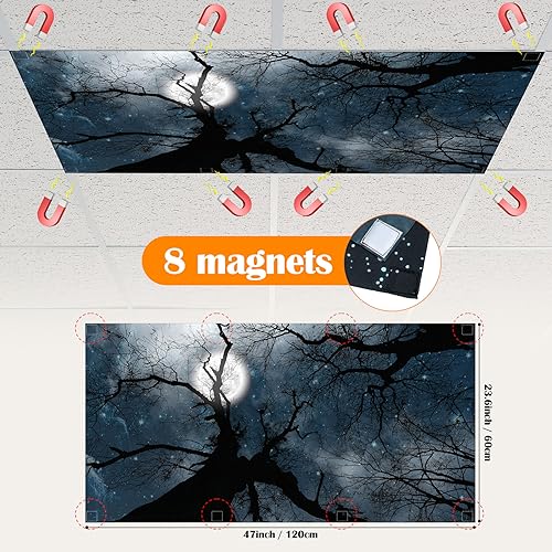 6 Pcs Fluorescent Light Covers for Ceiling Lights with 48 Magnets Decorative Magnetic Light Filters for Classroom Office Kitchen Decoration(Branch) - color: Branch