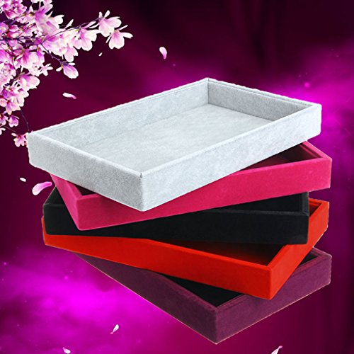 Youngy Velvet Jewelry Tray, Stackable Showcase Display Organizer for Ring Earring Necklace Pendants Bracelet Purple