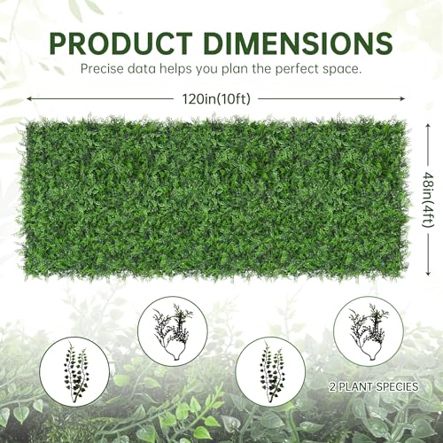 Artificial Green Wall Panels: 48"x120" Boxwood Hedge Green Wall Decor Backdrop, UV-Anti Faux Greenery Plant Wall for Privacy Fence Screen Outdoor Indoor Wedding,Backyard,Garden Home Decor - size: 48"x120"