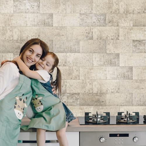 Art3d 102-Piece Peel and Stick Wall Tile for Kitchen Backsplash, Bathroom, Fireplace, 3in. × 6in. Stick on Subway Tile Stone Beige - color: Stone Beige