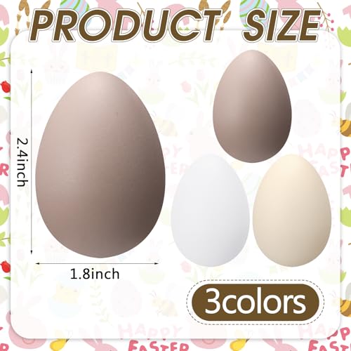 Gejoy 12 Pcs Neutral Easter Eggs Plastic Fake Chicken Eggs 2.36 Inch Vintage Boho Easter Decor Pastel Bowl Vase Fillers Farmhouse Spring Decorations for Home Table DIY Craft (Cream) - style: Cream