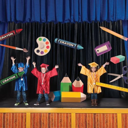 Giant Hanging Cutouts Stage Prop Kit, Set of 12, Graduation Decorations, KG18AZ-M - color: School Accessories Giant Cutout Props