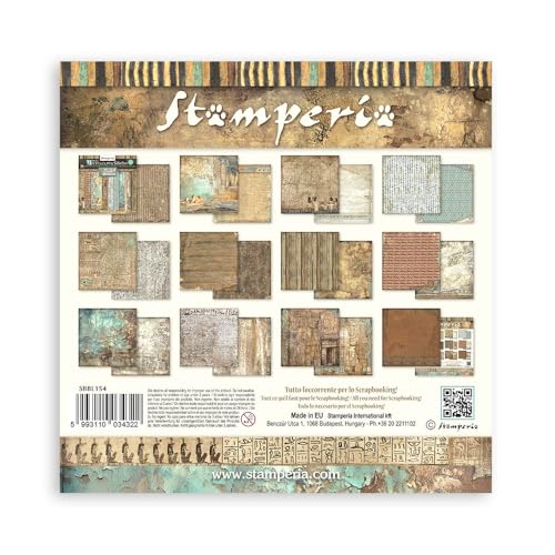 Stamperia - Scrapbook Paper Pad for Scrapbooking, Albums, Cards, Bullet Journals, and More, Acid Free, Double-Sided, Perfect for Crafts and Gifting (Land of Pharaohs Maxi Background) (30.5 x 30.5 cm)