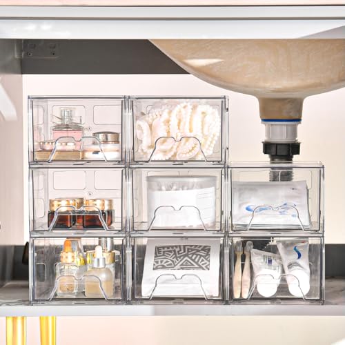 Plastic Drawers Storage, 6 Pack Clear Stackable Storage Drawers, Acrylic Storage Bins with Drawers for Fridge Organizers, Small PlasticDrawers Stackable for Makeup Organizers Cosmetic Display - size: 6Pack Standard