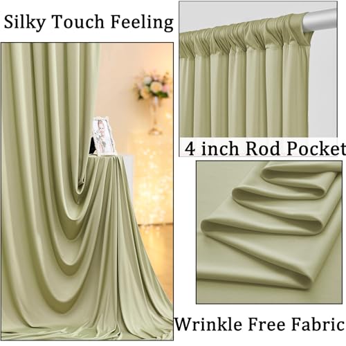 10ft x 10ft Wrinkle Free Sage Green Backdrop Curtains for Parties, Polyester Photo Backdrop Drapes 2 Panels 5x10ft for Wedding Birthday Party Photography Background Photoshoot - color: Sage Green, size: 10ftx10ft