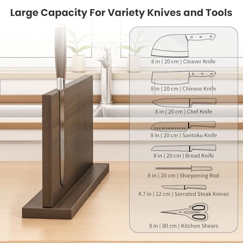 THMINS Extra Large Magnetic Knife Holder, 16 x 9 Inches Double-Sided Magnetic Knife Block Universal Multi-function Display Rack for Kitchen Counter (Dark Gray) - size: 16x9 Inch Dark Gray