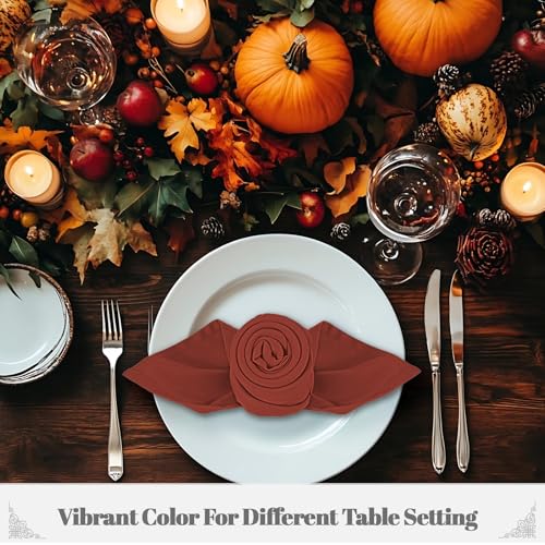 PLOYMONO Burnt Orange Heavy Duty Cloth Napkins-17 x 17 Inch Solid Washable Polyester Dinner Napkins - Set of 8 Napkins with Hemmed Edges-Great for Party, Fall Festival, Autumn, Halloween, Thanksgiving - color: Burnt Orange