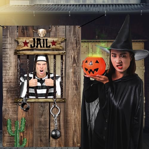 Lunmon Wood Jail Backdrop for Photography 6 x 4 ft Prison Cell Photo Prop with Head Cutout Western Prison Backdrop Jail Photo Background for Murder Mystery Crime Scene Party Halloween Jail Prison - color: Wood Jail Prison