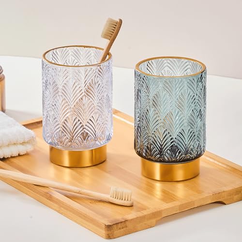 Makeup Brush Holder Organizer,Toothbrush Holders,Desk Pen Pencil Holder,Multifunctional Vintage Glass Brush Cup(A42-9-US) - color: Light Purple