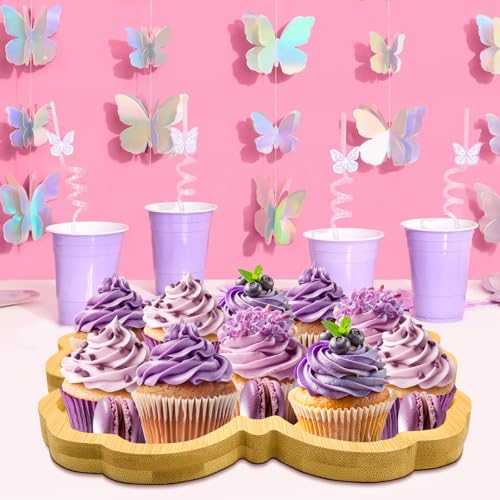 1 PCS Wooden Butterfly Party Decorations Butterfly Baby Shower Charcuterie Boards for Table Fairy Party Favors Food Tray Baby Girl Serving Platter Fillable Dish Plates for 1st Birthday Wedding Supply - color: Wooden Butterfly