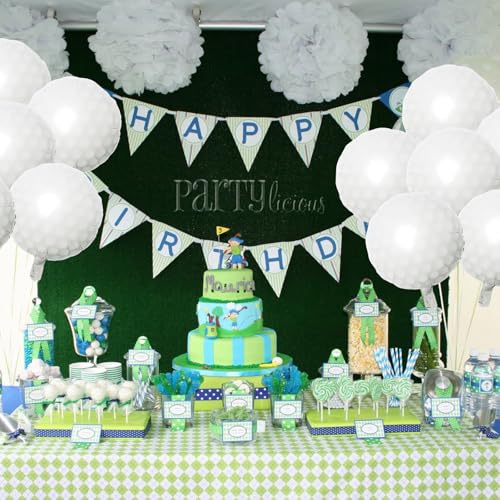 HILAVO 9PCS Golf Balloons - 18Inch Sports Aluminum Foil Balloons for Golf Themed Party Hole In One Birthday Sports Graduation Party Supplies - color: Golf Ball