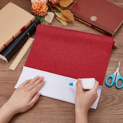 CRASPIRE 51x11.8 Inch Pure Red Book Cloth Paper Backed for Book Cover Binding Weave Linen Fabric Surface Protector Book Cloth Book Binding for Adult Scrapbooking Album DIY Crafts Cover - color: Pure Red