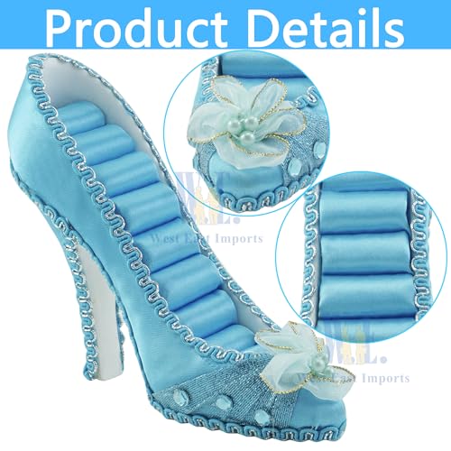 Ring Holder High Heel Shoe Design Fashion Jewelry Organizer Display Birtyday Gift (Turquoise) - color: Turquoise