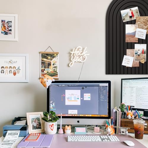 Arched Felt Bulletin Board — 23.6"x15.7" No-Drill Felt Pin Board, Cork Alternative for Classroom, Home Office & Kitchen (Black)