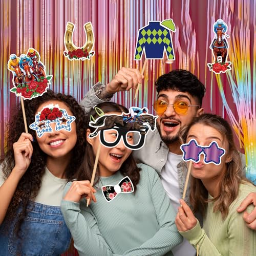 36Pcs Kentucky Derby Photo Booth Props Horse Racing Photo Booth Props Kentucky Derby Decorations for Kentucky Derby Party Decorations Horse Racing Decorations Kentucky Derby Party Supplies