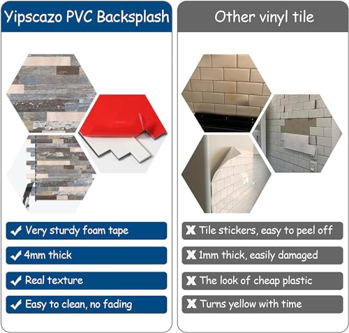 Yipscazo 10 Sheets Peel and Stick Stone Metal Tile Backsplash, Stick on Tiles for Backsplash Kitchen, Bathroom, Laundry Room, Camper, Fireplace (12'' X 12'', Mix Rustic with Gold) - color: Mix Rustic With Gold