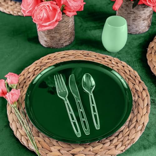 PARTY BARGAINS Emerald Settings Clear Plastic Cutlery Set 1440-Piece – 720 Forks, 480 Spoons, 240 Knives – Heavy-Duty Disposable Utensils for Parties, Weddings, Buffets, BBQs & Catering – BPA Free - color: Emerald, size: 1440 Pieces