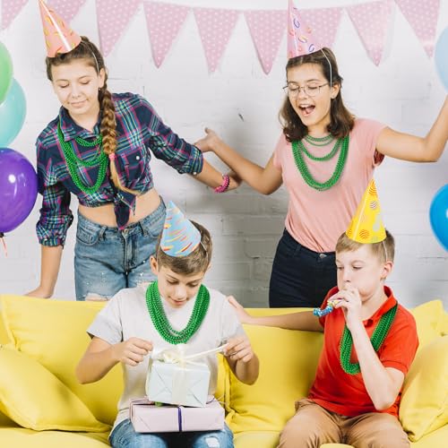 YAXINRUI 12 PCS St. Patricks Day Necklaces, Green Mardi Gras Beads Christmas Necklace, 33" St. Patrick's Day Green Beads St. Patricks Day Accessories for Mardi Gras, St. Patricks Day Party Favors - color: Green, size: 12 Pcs