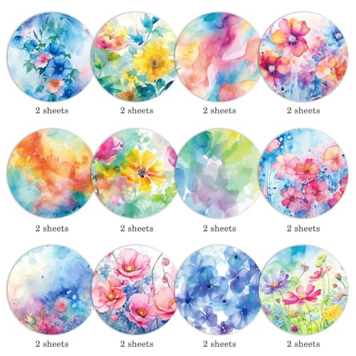 24 Sheets Floral Scrapbook Paper 30x30cm Watercolor Flower Patterned Double Sided Scrapbooking Decorative Craft for Card Making Kit Cardstock Origami Paper Supplies - color: Watercolor Floral