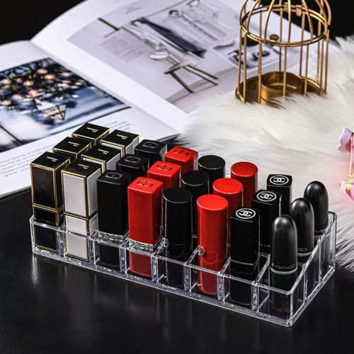 Clear Acrylic Lipstick Lip Gloss Organizer 12 Slots Comestic Display Holder for Nail Polish Essential Oil - size: 12 Spaces