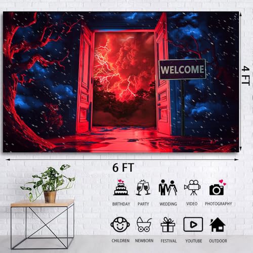 6x4ft Horror Forest Background Welcome to The Other Side Backdrops Backdrop Reversing World Gate Backdrop Kids Birthday Party Decorations Studio Photo Props TAYHBDJ054 - size: 6x4ft