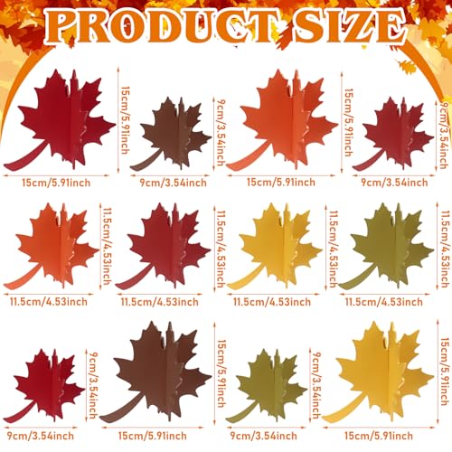Soaoo 24 Pcs Thanksgiving Leaves Decorations Farmhouse 3D Fall Table Decor Centerpiece Wooden Maple Leaf Block Signs for Autumn Harvest Tiered Tray Party Shelf Display - size: Various Size, style: Maple Leaf