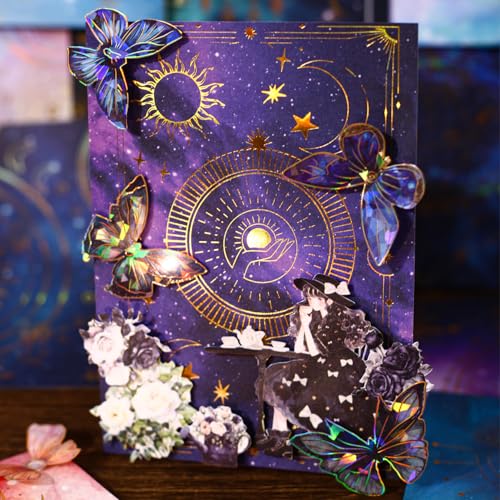 60 Sheets Celestial Gold Foil Astrology Scrapbook Paper – Aesthetic Moon Star Constellation Zodiac Decorative Paper for Art Decoupage, Journaling, Crafting - color: Gold Foil Celestial, size: 3.94″ x 5.51″