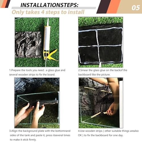 17.7x11.8in Rock Terrarium Background,3D Reptile Tank Background Board,Amphibian Stereo Backdrop Wall,Lizard Snake Gecko Spider Turtle Fish pet silo Background Decorative Panel(Brown) - color: Brown 1P