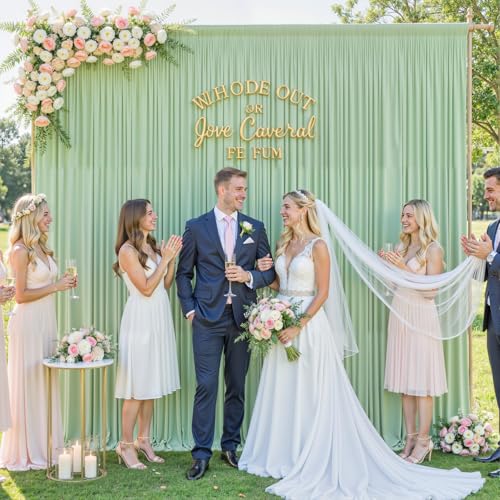 10ft x 7ft Sage Green Backdrop Curtain for Wedding Baby Shower Wrinkle Free Backdrop Drapes Panels for Parties Bridal Shower Birthday Photo Photography Polyester Fabric Background Decoration - color: Sage Green, size: 10FTx7FT (W5'xH7', 2 Panels)