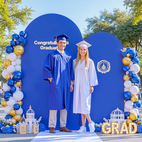 Royal Blue Arch Backdrop Cover 2 Set - Blue Arch Covers 7.2ft and 6ft Spandex Stretchy Fabric Backdrop for Wedding Ceremony, Baby Shower, Birthday Party, Photo Booth Background Decorations - color: Royal Blue