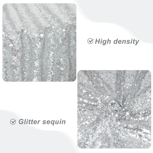 PartyDelight Silver Sequin Backdrop Curtains 2x8ft 2 Panels - High Density 3mm Shimmer Sequin Background Sparkly Photography Drapes for New Year's Eve, Disco Parties, Winter Wonderland & Event Decor - color: Silver, size: 24"W x 96"L (Pack of 2)