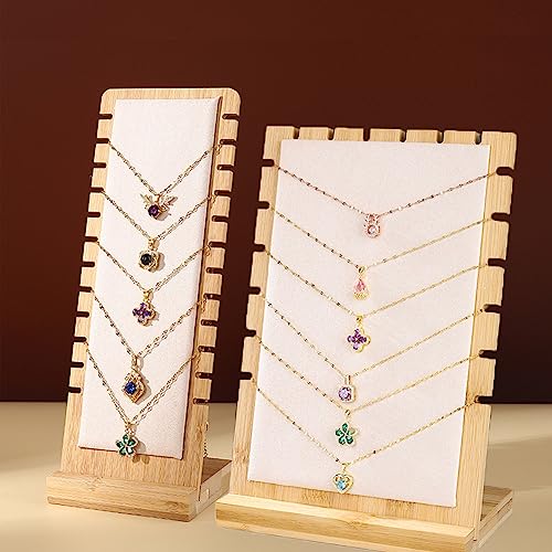 Necklace Display Stands for Selling Necklace Holder Necklace Display Storage Jewelry Display Storage Set 3PCS (Beige) - color: Beige