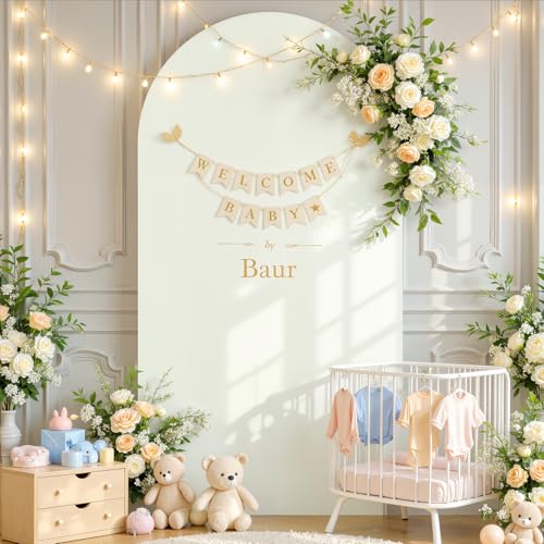 7.2FT Ivory Arch Backdrop Cover Wedding Arch Covers Stretchy Backdrop Round Top Chiara Spandex Arch Cover for Party Birthday Ceremony Banquet Decoration - color: Ivory, size: 7.2FT