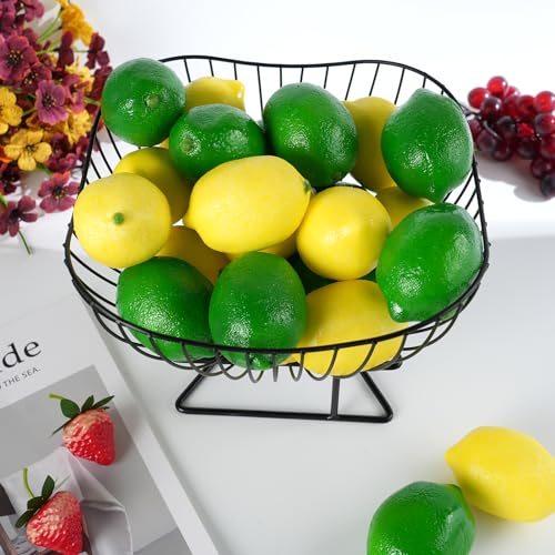 22 Pcs Fake Fruit Artificial Lemons, Fake Lifelike Fruit Plastic Lemons for Home Kitchen Party Photography Props, Simulation Fruit Set, Party Chirstmas Decortion - color: Lemon