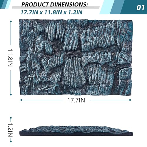 17.7x11.8in Rock Terrarium Background,3D Reptile Tank Background Board,Amphibian Stereo Backdrop Wall,Lizard Snake Gecko Spider Turtle Fish pet silo Background Decorative Panel(Blue) - color: Blue