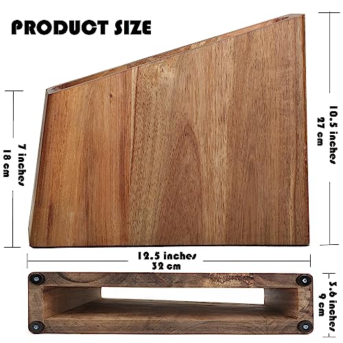 Resafy Magnetic Knife Wooden Block Knife Display Holder Rack Double Side Magnetic Stands with Strong Enhanced Magnets Kinves Strip Magnetic Knife Holder - color: Brown
