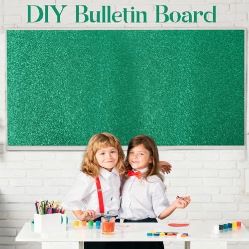 gisgfim 16" x20ft Glitter Bulletin Board Paper Roll Sparkle Color Bulletin Board Background Poster Paper Non Fading Gift Wrapping DIY Art Crafts for Office Classroom Decoration, Eucalyptus Green - color: Eucalyptus Green