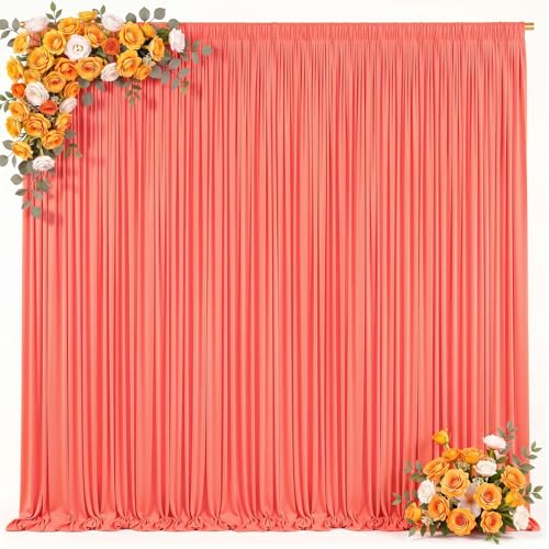 10x8ft Orange Backdrop Curtain for Parties Wrinkle Free Fabric Backdrop Curtain Wedding Photo Backdrop Drapes for Baby Shower Birthday Party Photo Shoot Photography Back Drop 2 Panels 5x8FT - color: Orange, size: 10 ft X 8 ft(2 Panels 5ft X 8ft)