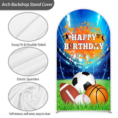 Football Birthday Arch Backdrop Stand Cover for Girls 7.2ft Soccer Spandex Arch Cover Baseball Backdrop Fabric 2-Sided Soccer Round Top for for Boys Birthday Party Baby Shower - color: ball birthday, size: 7.2FT