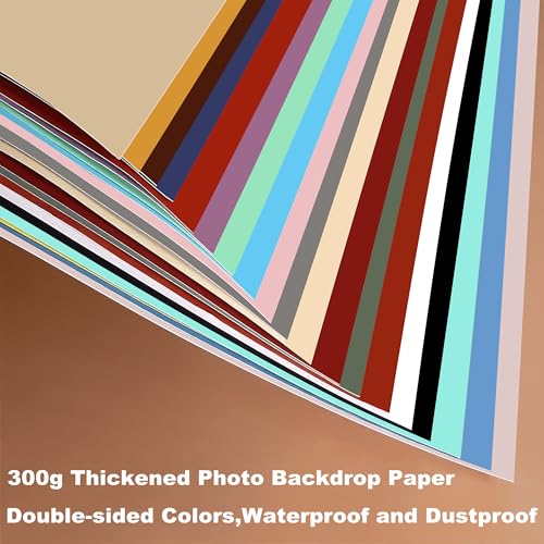 24 Colors Small Product Backdrops Photography Background Paper with Stand 12PCS 34x17inch Flat Lay Backdrop for Cosmetics Jewelry Products and Food