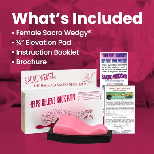 Sacro Wedgy® Female Sacrum Support Wedge – Contoured Sacral Positioning Tool with 3/4" Elevation Pad & Instruction Booklet – For Positioning & Relaxation Routines