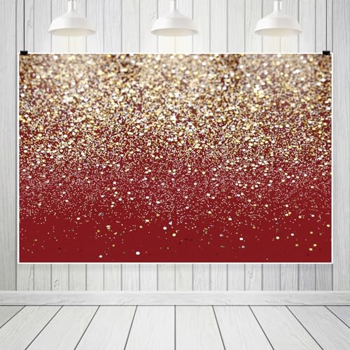 Red and Gold Backdrop Gold and Silver Glitter Backdrop for Wedding Party Birthday Party Graduation Party Happy New Year Banner Vinyl Studio Shooting Prop 6x4ft (180x120cm) - color: Red and Gold, size: 6x4ft (180x120cm)