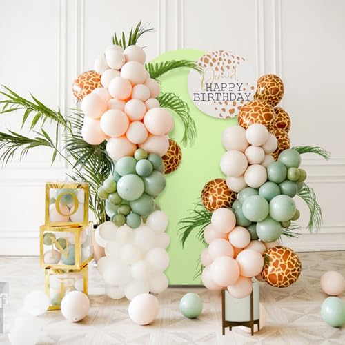 LEBENGURU Upgraded 6FT Open Arch Backdrop Cover, Green Spandex Fitted Round Top Wedding Arches, Double-Sided U-Shaped Arch Chiara Stand Covers for Birthday Party Baby Shower Banquet Balloon Décor - color: Green, size: 6FT