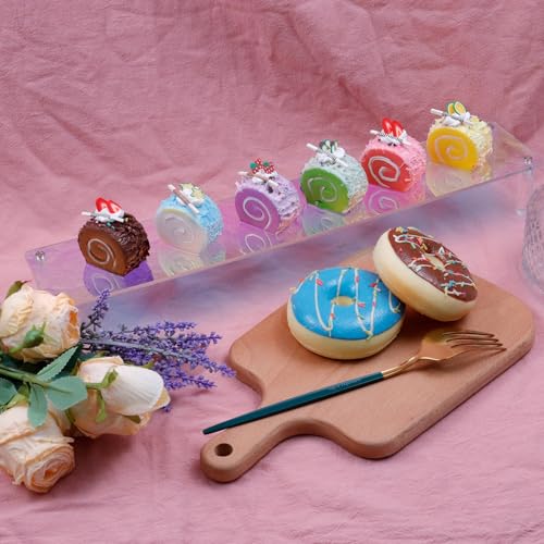 MY MIRONEY 2PCS Acrylic Display Stand Iridescent Display Shelf Figurines Organizer Cupcakes Holder for Cake Food Desserts Figurines Collectibles Perfume Jewelry Makeup(15.75" x 2.95" x 1.97") - size: 15.75" x 2.95" x 1.97"