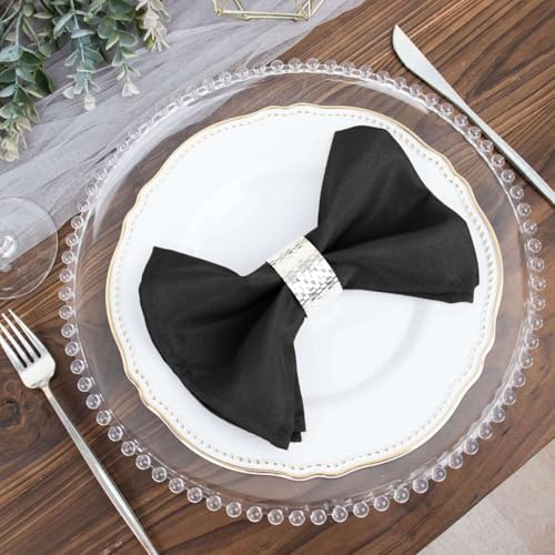 Efavormart Premium Cloth Napkins Set of 50, 17x17 Inch Black Seamless Dinner Napkins, Washable Linen Table Napkin Cloth with Hemmed Edges for Weddings, Party and Banquet - color: Black, size: 17" x 17" (Set of 50)